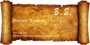 Boros Simeon névjegykártya
